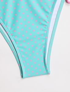 Ensemble de bikini double couche pour femmes, à pois, avec bretelles halter, vêtements de plage, OEM, sur mesure, en gros - Product Image 6
