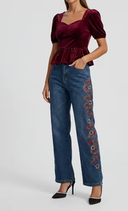 Jeans de Mezclilla de Cintura Alta y Pierna Recta para Mujer, Marca TRIBON SPORTS, Corte Regular Sin Elasticidad, Estilo Casual para Verano - Product Image 3