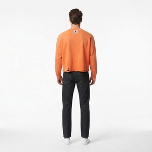 Sweat-shirt à col rond surdimensionné pour homme, couleur orange, imprimé « No Excuse », pull décontracté, tricot en coton, manches longues, automne - Product Image 3