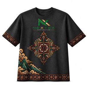 เสื้อยืดสไตล์บาติกแบบตะวันออกสำหรับผู้ชาย ลายพิมพ์ประดับแบบดั้งเดิม ทรงโอเวอร์ไซส์ - Product Image 6