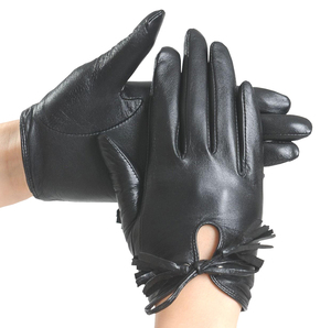 Gants en cuir noir pour homme, isolés thermiquement, pour usage extérieur, design matelassé avec fermeture à bouton-pression - Product Image 5