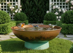 Baño para Pájaros Redondo de Metal, Cobre y Hierro, para Montar en Terraza, Spa para Pájaros, Cuenco para Baño de Aves - Product Image 4