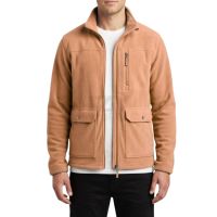 Veste polaire d'hiver pour homme, coupe ajustée, gris anthracite, fermeture éclair intégrale, poche verticale sur la poitrine, couche intermédiaire technique