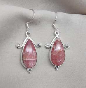 Pendientes de Plata de Ley con Rodocrosita, Gema Rosa, Estilo Minimalista, Certificados por IGI, Joyería para Bodas y Fiestas - Product Image 4