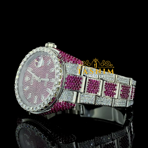 Montre pour homme de style sportif et professionnel, avec cadran de 41 mm, bracelet de 20 mm, en acier inoxydable plaqué or, mouvement japonais, ornée de quartz blanc et rose mélangés - Product Image 3