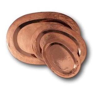 Bandeja de Servir Decorativa de Cobre Martillado con Borde de Latón, Plato Hecho a Mano para Decoración de Mesa en Hoteles, Restaurantes, Cocinas y Hogares - Product Image 1