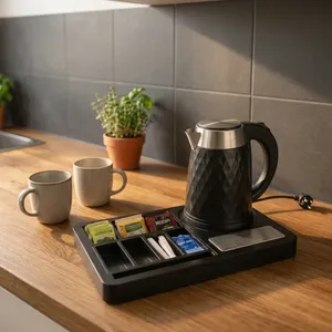 Black Electric <b>Kettle</b> Set with Matte Finish Non-Slip Base for Beverage Service Zone - Product Image 5