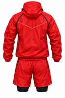 Ensemble de sudation personnalisé rouge pour homme, avec sweat à capuche demi-zip et short 2-en-1, réfléchissant, pour entraînement fitness et perte de poids