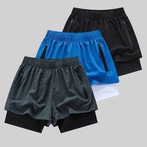 New Comer Custom Mens 2 1 Double <b>Layer</b> Short Breathable Micro Mesh Outer Compression Tight Inner Sports Shorts Waterproof - Product Image 5