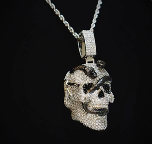 Moissanite Diamond <b>Skull</b> Pendant 925 Sterling Silver Gothic Hip Hop Jewelry <b>gift</b> for unisex - Product Image 2