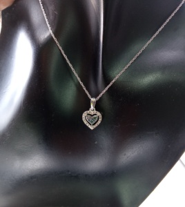 Collier pendentif en forme de cœur en diamant naturel blanc bleu 0,30 carats pour femmes, plaqué rhodium, argent sterling 925, 18 carats - Product Image 5