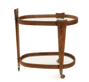 Carrito de Té Moderno de Madera con Ruedas, Carrito de Bebidas con Estante de Vidrio, Soporte para Bebidas para Sala de Estar u Hotel - Product Image 4