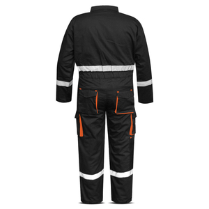 Combinaison de travail noire haute visibilité, réfléchissante, avec poches cargo, respirante, à manches longues, uniforme industriel - Product Image 3