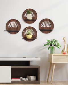 Wooden Wall Shelf Planter Stand Wall Mounted Floating Display <b>Rack</b> Decorative <b>Storage</b> Organizer for <b>Kitchen</b> Bedroom Living Room. - Product Image 3