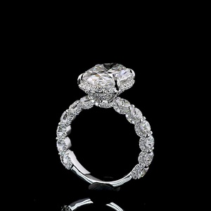 Bague de mariage et d'anniversaire en moissanite ovale de 5 carats certifiée IGI, diamant de laboratoire, grande pierre, grand accent de diamant, prix d'usine - Product Image 2