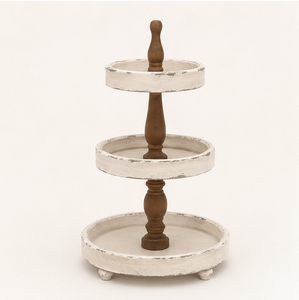 3 Tier Wooden Cake <b>Stand</b> Distressed White Farmhouse Decor Serving Tray Three Tiered <b>Cupcake</b> <b>Stand</b> for Wedding Party Supply - Product Image 6