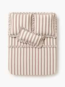 Housse de coussin 100 % coton tissé à rayures avec volants, housse de coussin décorative style ferme à bord festonné, housse de coussin de canapé, vente en gros - Product Image 4