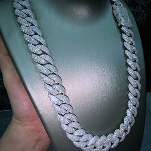 Customized iced hip hop <b>chain</b> 925 silver moissanite <b>necklace</b> VVS brilliant cut moissanite Silver plated tennis <b>chain</b> - Product Image 1