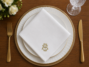 White Embroidered <b>Linen</b> <b>Cloth</b> Napkin Square Dinner Napkin Wedding Banquet <b>Table</b> Decor Custom Logo - Product Image 4