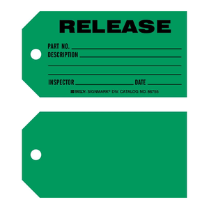 Étiquette de production Brady RELEASE 3x5,75 po, panneau d'identification de l'état de l'équipement préimprimé - Product Image 1