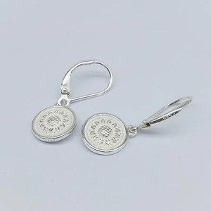 925 Sterling Silver Sunflower Double Sided Leverback Hoop Earrings Handmade Floral <b>Drop</b> Earrings for Women - Product Image 4
