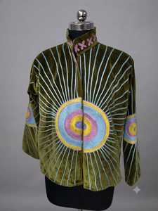 Chaqueta Suzani de Terciopelo Verde Oliva al por Mayor para Hombre, Chaqueta Bordada de Diseñador Premium, Ropa Exterior Étnica Tradicional Multicolor - Product Image 3