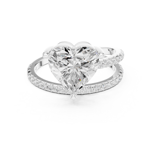 แหวนหมั้นเพชรทรงหัวใจ 3 กะรัต ดีไซน์เนอร์ประดับเพชรแบบ Pave Band ทองคำแท้ 14K สำหรับวันครบรอบแต่งงาน ยี่ห้อ Aries Jewel - Product Image 6