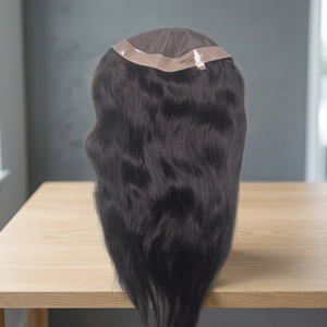 Mono Base Human Hair Toupee Remy Indian Hair Straight Center Part 130% Density Bleached Knots Lace Topper for Women - Product Image 2