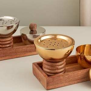 Quemador de Incienso de Lujo con Base de Madera, Quemador de Incienso Árabe de Metal con Tapa y Bandeja, Decoración para el Hogar con Fragancia - Product Image 6
