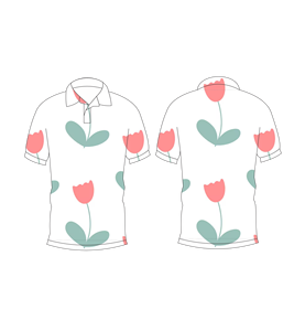 เสื้อโปโลแขนสั้นพิมพ์ลายดอกทิวลิปสีขาวสำหรับบุรุษแฟชั่นฤดูร้อนลำลอง - Product Image 6