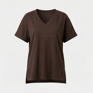 เสื้อยืดผู้หญิงทรงปกติ ผ้าโพลีเอสเตอร์ ดีไซน์ลำลองทันสมัย พิมพ์ลายปักโลโก้ สีสันปรับแต่งได้ คุณภาพพรีเมียม ผ้าซาติน - Product Image 1