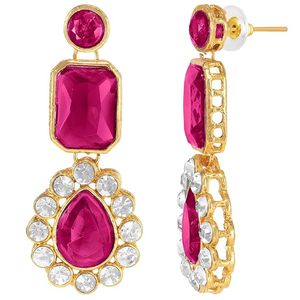 Ensemble collier et boucles d'oreilles pour enfants en alliage de zinc plaqué or, imitation perle, avec pendentif goutte d'eau en pierre rose, bijoux tendance - Product Image 4
