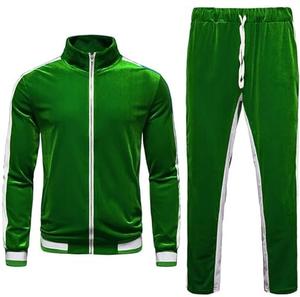 Chándal de invierno de terciopelo con capucha, color verde liso, con cremallera, chaqueta y pantalones, hecho a medida, venta al por mayor - Product Image 5