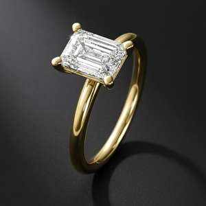 1 CT Emerald Cut Lab Grown <b>Diamond</b> <b>Ring</b> in 14K Gold for Women | Luxury Engagement Wedding <b>Ring</b> | Bridal <b>Diamond</b> Jewelry - Product Image 2