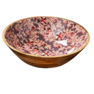 Tazón de Madera para Servir al por Mayor, Estilo Moderno Azul y Blanco, Interior Esmaltado, Ecológico, de Madera de Mango, para Frutas y Ensaladas - Product Image 3