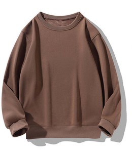 Sudadera Unisex Marrón de Cuello Redondo, Corte Holgado, Tejida, Informal, para Otoño, Color Sólido, Manga Regular - Product Image 1