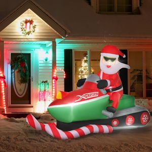 Decorazioni Natalizie Gonfiabili da Esterno con Luci LED da 2,1 m, Babbo Natale su Motoslitta, Decorazione Unica per Giardino - Product Image 2