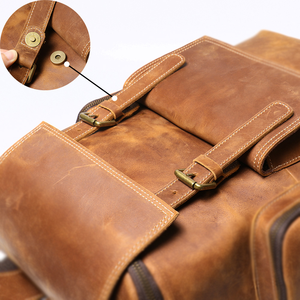 Sac à dos en cuir rétro pour homme, imperméable, grande capacité, sac à dos de voyage, cuir véritable, sac à dos vintage tendance, logo personnalisé OEM - Product Image 5