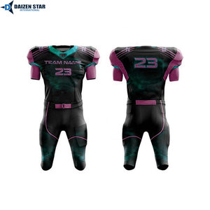 Ensemble maillot et pantalon de football américain pour homme, col en V, manches courtes, anti-humidité, rouge et noir, uniforme ajusté, impression sublimée - Product Image 5