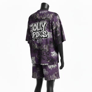 Ensemble de shorts en jersey mesh premium pour femmes, respirant, polyester, violet, noir, impression par sublimation, logo personnalisé, ensembles pour femmes, 100% coton - Product Image 5