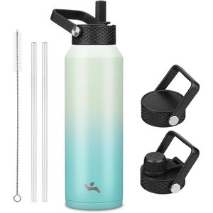 Borraccia Termica in Acciaio Inossidabile da 40oz con 3 Coperchi Antigoccia, Bottiglia Senza BPA con Tappo per Cannuccia e Coperchio Flessibile per Uso in Palestra - Product Image 1