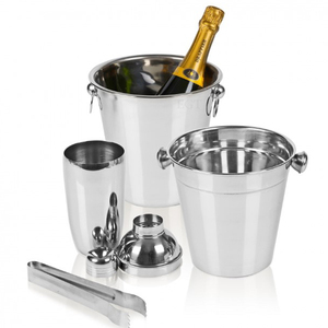 Shiny Polished Metal Ice Bucket With <b>Side</b> Knobs <b>Silver</b> Color Bar Sets Handcrafted Durable Ice Champagne Parties Supplies Sets - Product Image 1