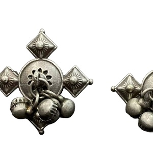 OM Fashion Studio Oxidized German <b>Silver</b> <b>Jhumka</b> Earrings White Boho Jewelry Lightweight AD Stone Indian Ethnic Traditional - Product Image 3