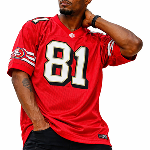 เสื้อฟุตบอลอเมริกันตาข่ายสีแดงสุดฮิตปี 2026 สำหรับผู้ชาย ชุดทีมแบบกำหนดเอง หมายเลข 100% โพลีเอสเตอร์ รับผลิตเสื้อแบบ OEM ขายส่งจากโรงงาน - Product Image 3