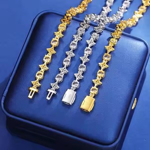 High Quality Hip Hop Rapper Style Link Chain Yellow Gold Cuban Chain with Diamond & <b>Rose</b> Gold Accent Gift for Him - Product Image 3