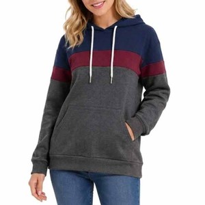 Sudadera con Capucha Personalizada para Mujer, Diseño Color Block, 100% Algodón, Tejido de Punto, Moda Urbana, Sudaderas de Alta Calidad, OEM - Product Image 3