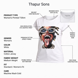 Women's <b>White</b> Digital Printing Graphic Short Sleeve Crew Neck Casual Summer <b>Slim</b> <b>Fit</b> Breathable Jersey 120g Cotton T-<b>Shirt</b> - Product Image 5