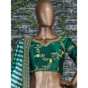 Maravilloso verde bordado Lehenga Choli Bridalwear para bodas - Product Image 4