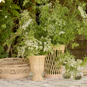 Classic Tall Rattan Pedestal Planter Basket Handwoven <b>Wicker</b> Flower <b>Vase</b> Elegant Decorative Indoor Outdoor Planter Natural - Product Image 5