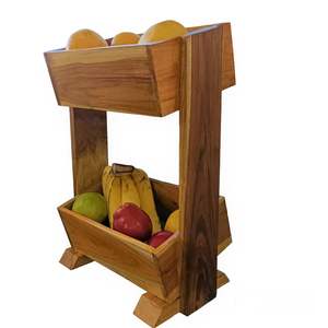 Estante de Almacenamiento Multiusos de Madera de Dos Niveles, Cesta para Frutas y Verduras, Organizador de Cebollas, Papas y Sabji para la Encimera de la Cocina - Product Image 3